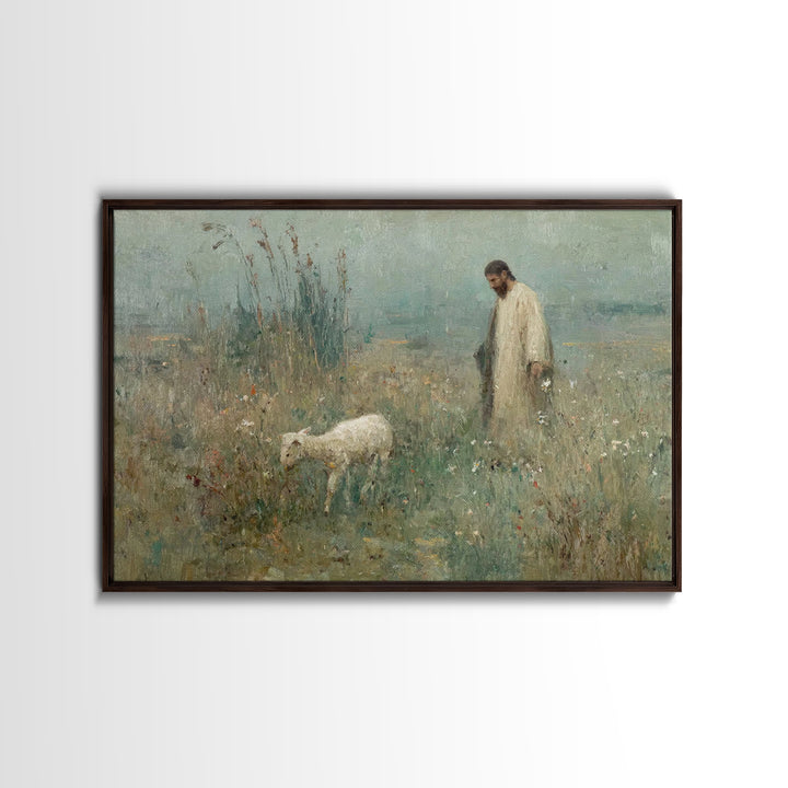 Guiding Lamb | Framed Canvas Print | Christian Art Canvas | Jesus Painting | Christian Wall Art | Christian Decoration | Christian Gift Ide