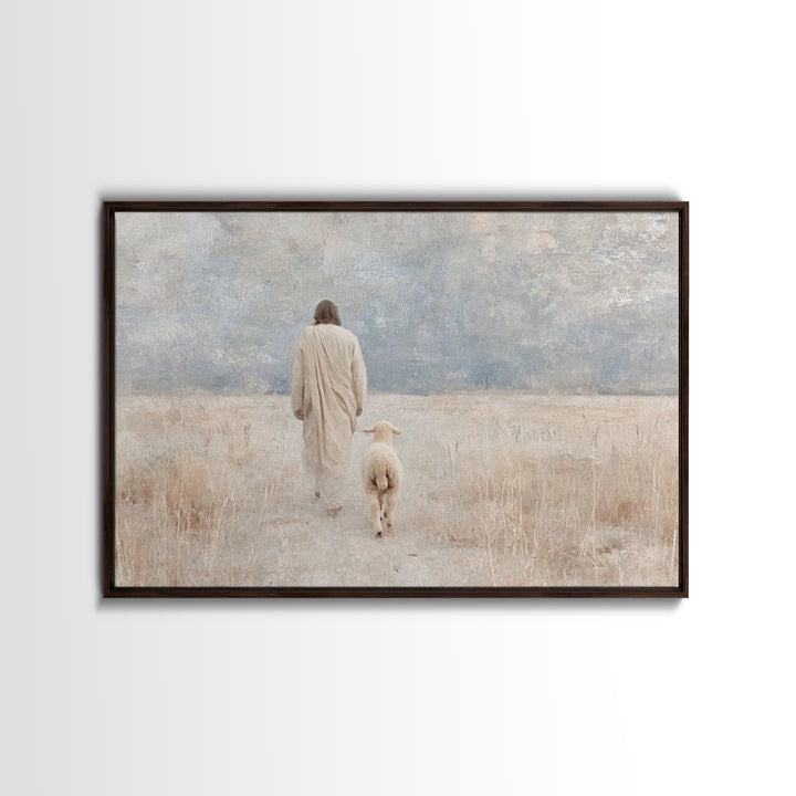 Gentle Path – Framed Canvas Print – Christian Wall Art – Jesus Painting – Christian Art Canvas – Pastoral Scenery – Christian Decor for Hom
