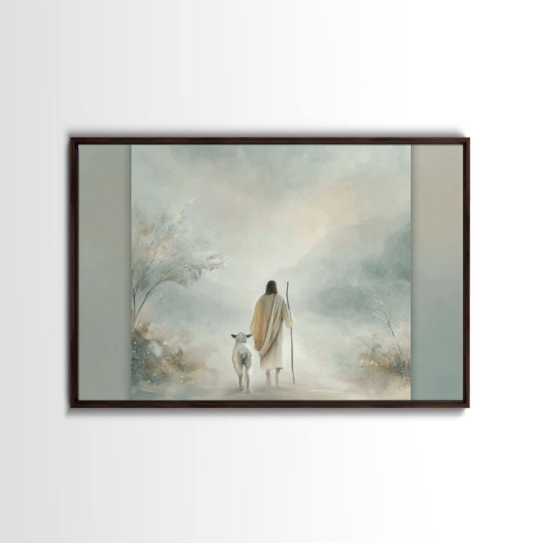 Peaceful Way – Framed Canvas Print – Christian Wall Art – Jesus Painting – Christian Art Print – Minimalist Christian Art – Christian Gift