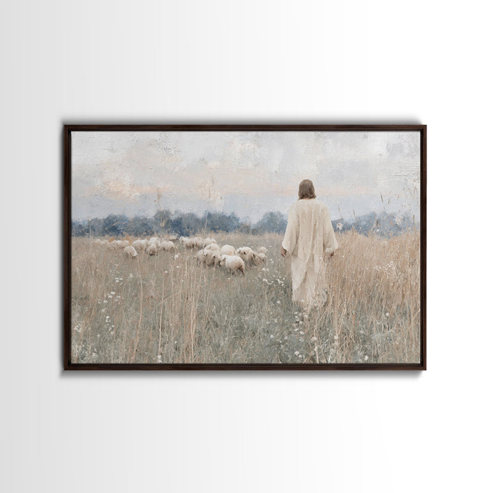 Quiet Meadow | Framed Canvas Print | Christian Wall Art | Christian Art Canvas | Jesus Painting | Minimalist Christian Art | Christian Art