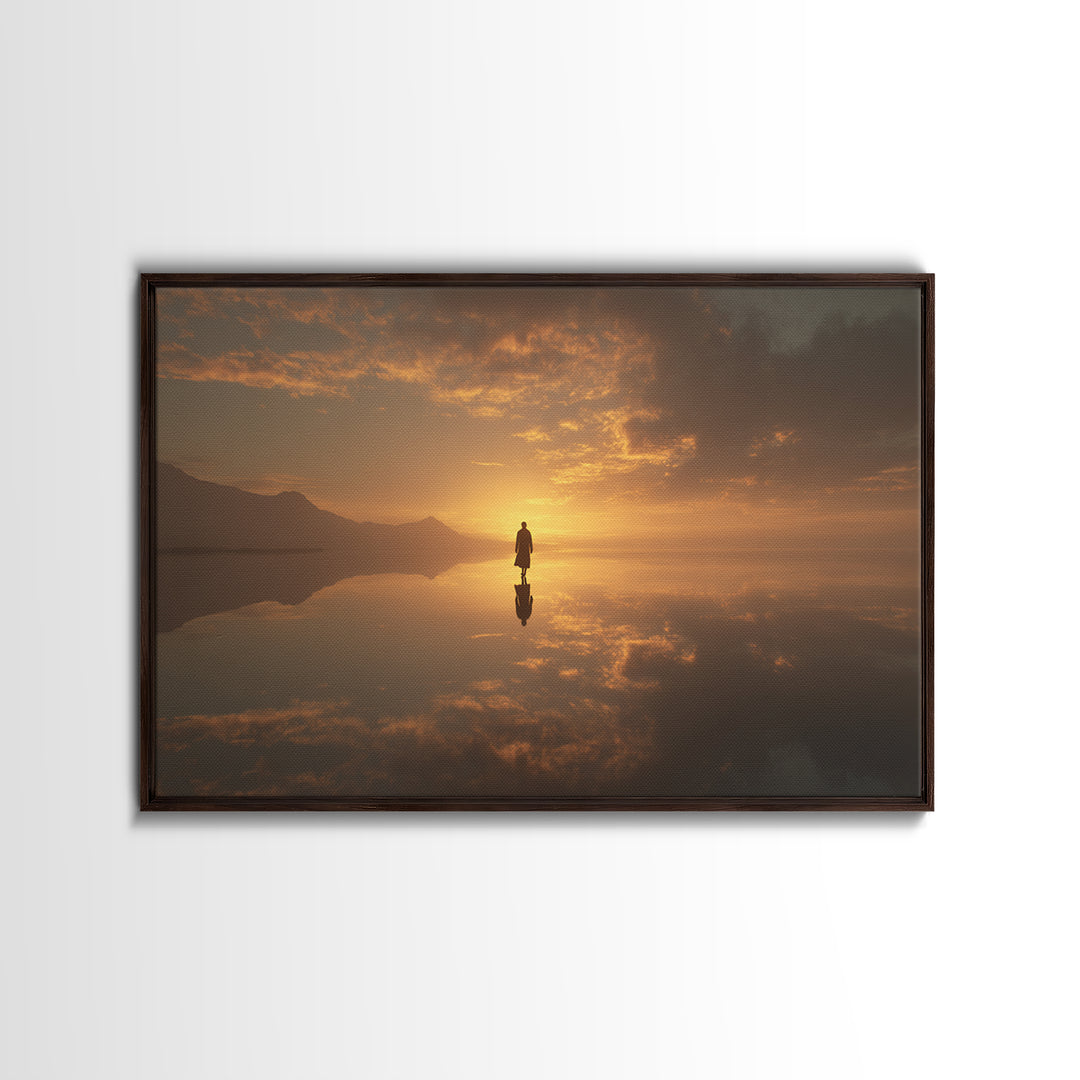 Golden Horizon – Framed Canvas Print – Christian Wall Art – Jesus Painting – Christian Art Canvas – Moody Christian Art – Christmas Art Wor