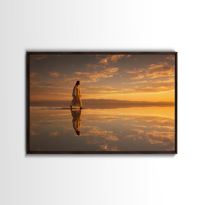 Golden Path Grace – Framed Canvas Print – Jesus Painting – Christian Art Canvas – Christian Wall Art – Modern Christian Painting – Christma
