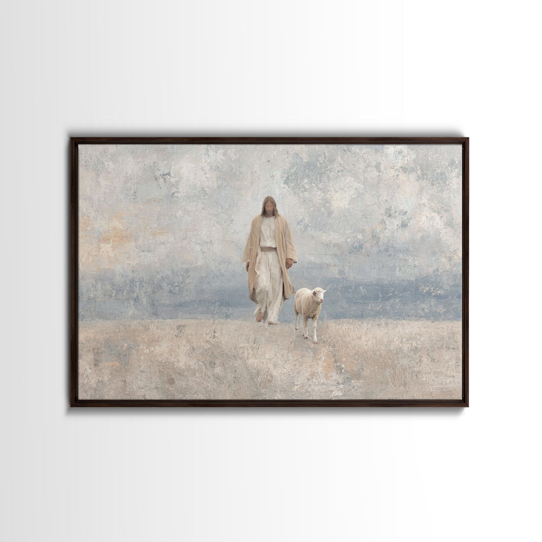 Meadow Grace – Framed Canvas Print – Christian Wall Art – Jesus Painting – Christian Art Canvas – Subtle Christian Art – Christian Gift Ide