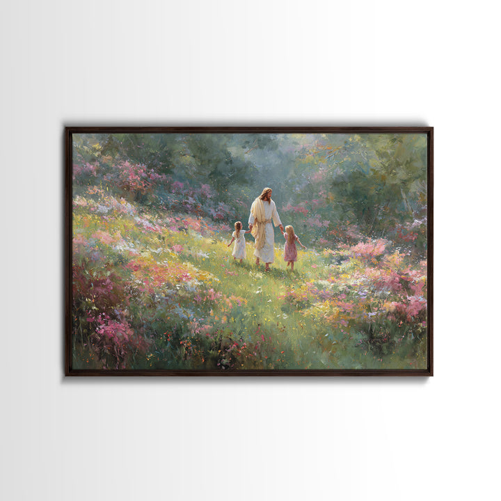 Blossoms Of Joy – Framed Canvas Print – Jesus Painting – Christian Art Canvas – Christian Wall Art – Large Christian Art – Christian Art Wo