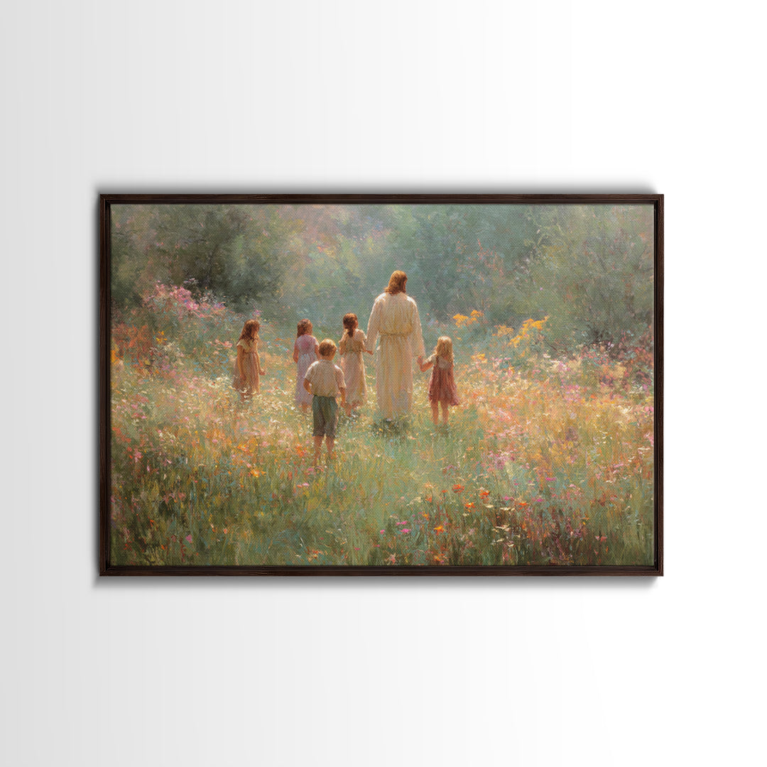 Children Of Light, Framed Canvas Print, Christian Art Canvas, Jesus Painting, Modern Christian Art, Christian Wall Art, Christian Christmas