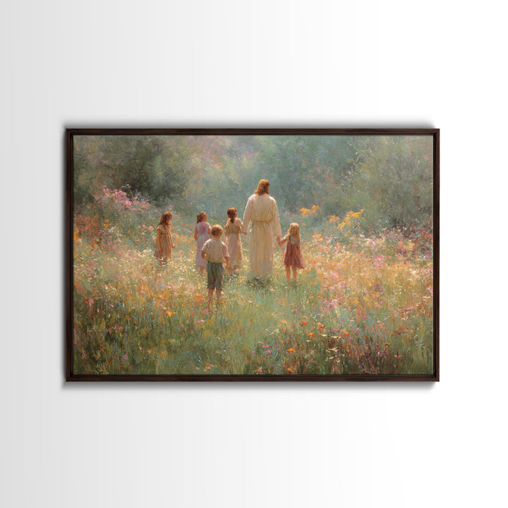 Children Of Light, Framed Canvas Print, Christian Art Canvas, Jesus Painting, Modern Christian Art, Christian Wall Art, Christian Christmas
