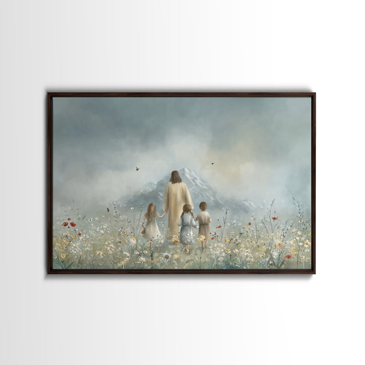 Fields Of Mercy – Framed Canvas Print – Christian Wall Art – Jesus Painting – Christian Art Canvas – Pastoral Scenery – Christian Gift