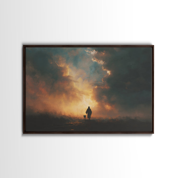 Still Waters Path | Framed Canvas Print | Christian Art Work | Jesus Painting | Subtle Christian Paintings | Christian Wall Art | Christian