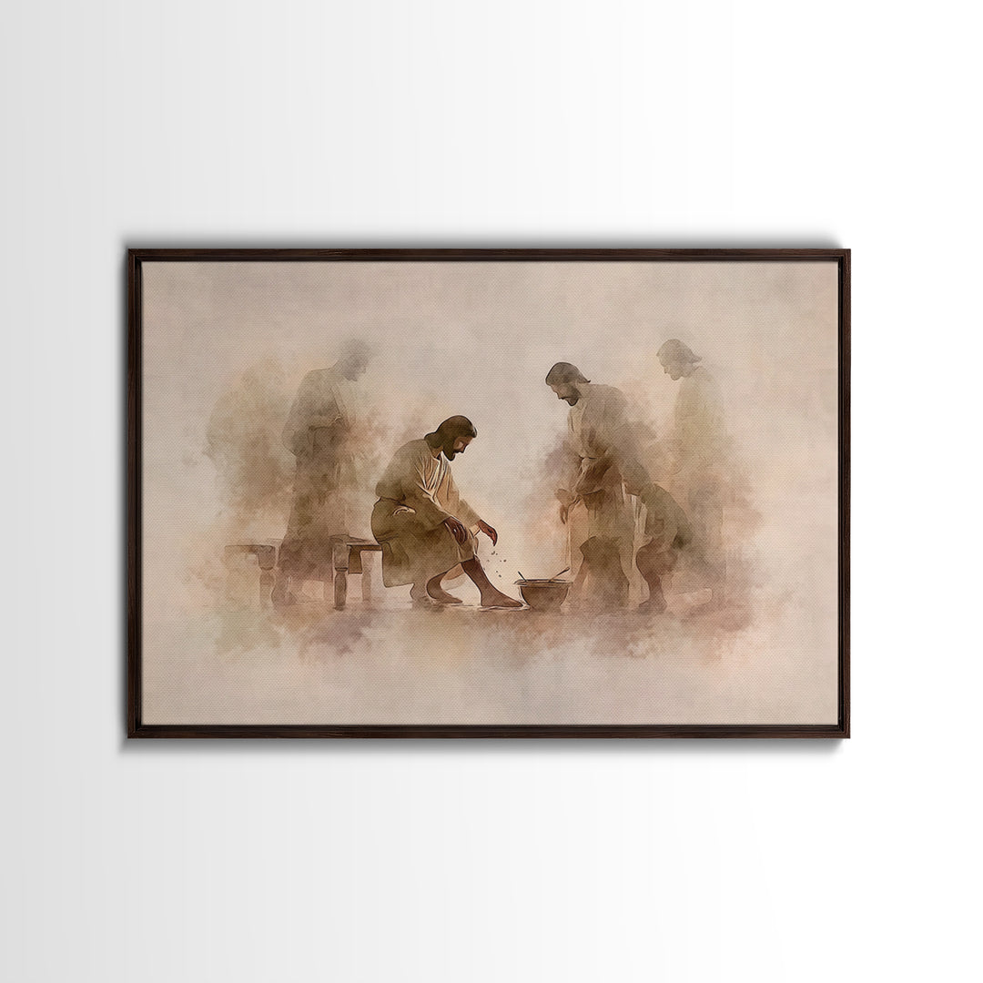 Humble Devotion | Framed Canvas Print | Christian Wall Art | Jesus Painting | Christian Art Canvas | Modern Christian Art | Christian Gift