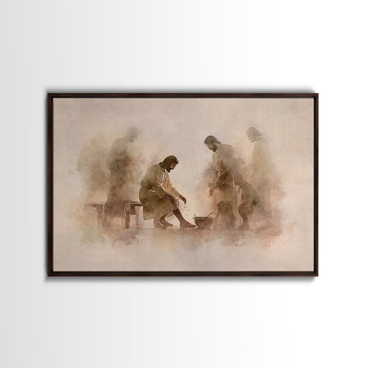Humble Devotion | Framed Canvas Print | Christian Wall Art | Jesus Painting | Christian Art Canvas | Modern Christian Art | Christian Gift