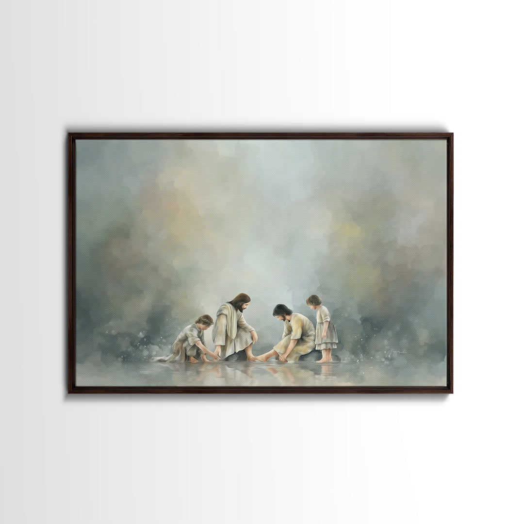 Shoreline Mercy – Framed Canvas Print – Jesus Wall Art – Christian Art Canvas – Christian Painting – Christian Gift Ideas – Christian Decor