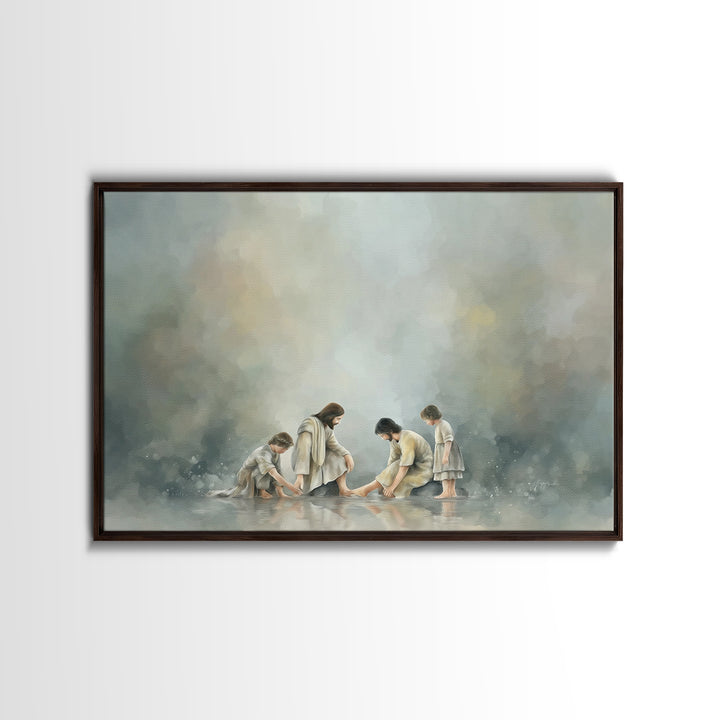 Shoreline Mercy – Framed Canvas Print – Jesus Wall Art – Christian Art Canvas – Christian Painting – Christian Gift Ideas – Christian Decor