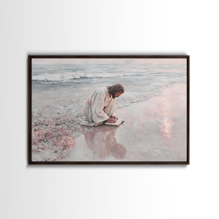Seaside Grace | Framed Canvas Print | Christian Art Canvas | Jesus Painting | Vintage Christian Art | Christian Wall Art | Christian Gift