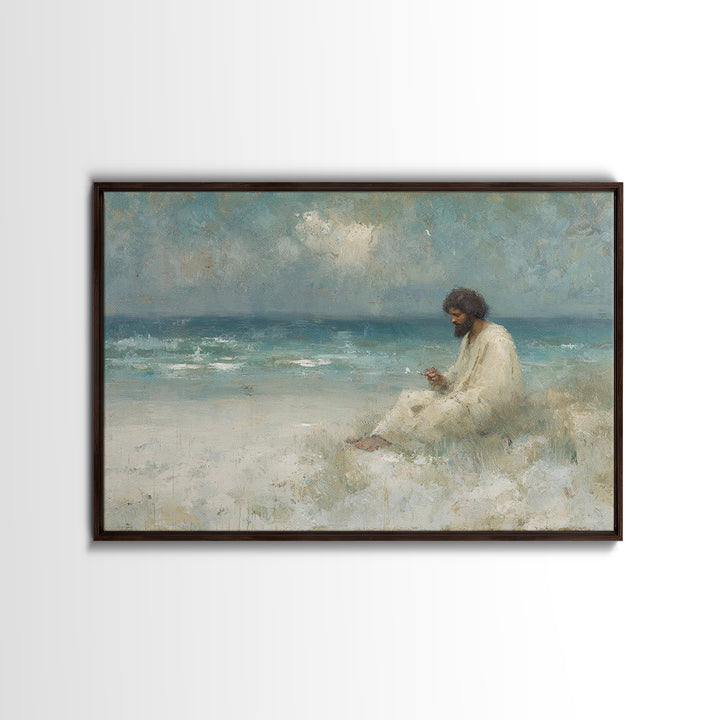 Desert Solitude, Framed Canvas Print, Christian Art Canvas, Jesus Art Print, Moody Christian Art, Christian Wall Art, Christian Decorations