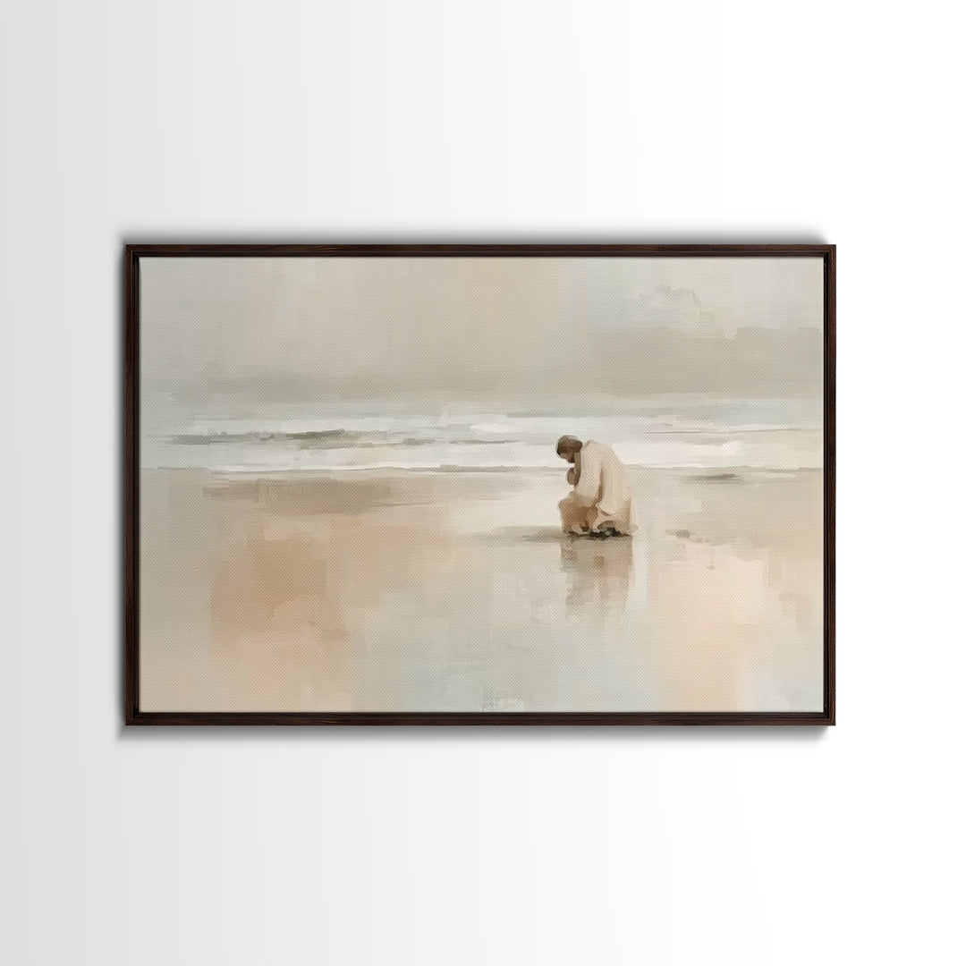 Solitary Grace, Framed Canvas Print, Christian Wall Art, Jesus Painting, Christian Art Canvas, Large Christian Art, Subtle Christian Art