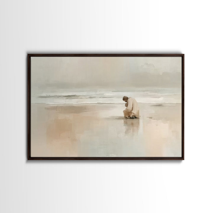 Solitary Grace, Framed Canvas Print, Christian Wall Art, Jesus Painting, Christian Art Canvas, Large Christian Art, Subtle Christian Art