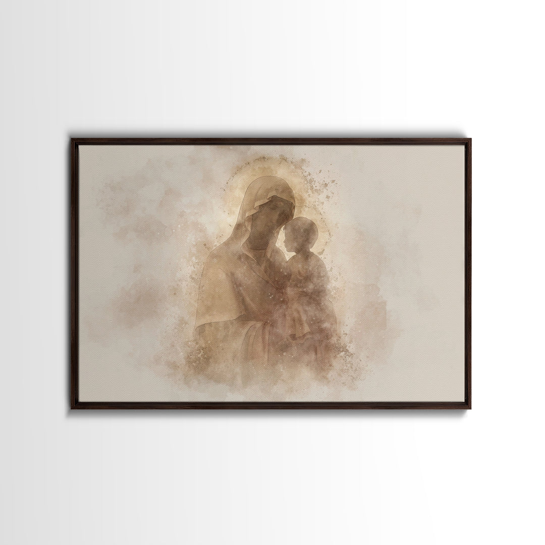 Radiant Innocence, Framed Canvas Print, Christian Wall Art, Mary And Jesus Painting, Christian Art Canvas, Large Christian Art, Modern Chri