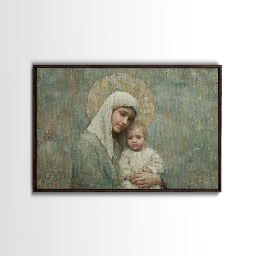 Halo Of Mercy | Framed Canvas Print | Mary And Jesus Painting | Christian Art | Christian Art Canvas | Christian Wall Art