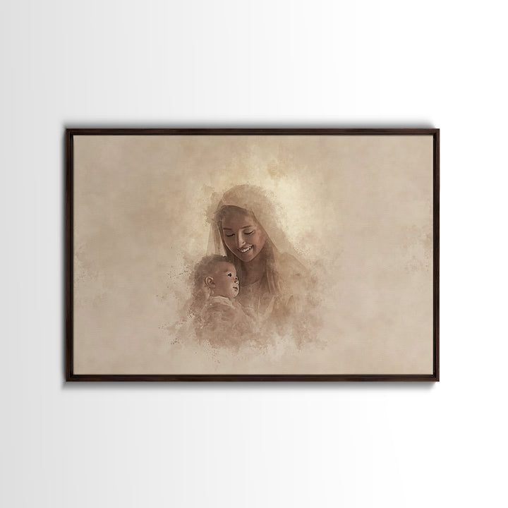 Sacred Joy | Framed Canvas Print | Christian Art Canvas | Christian Art | Christian Wall Art | Mary And Jesus Painting
