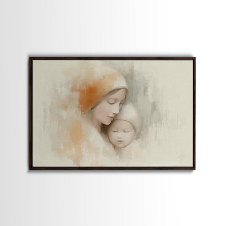 Serene Devotion | Framed Canvas Print | Christian Art | Mary And Jesus Painting | Christian Wall Art | Christian Art Canvas