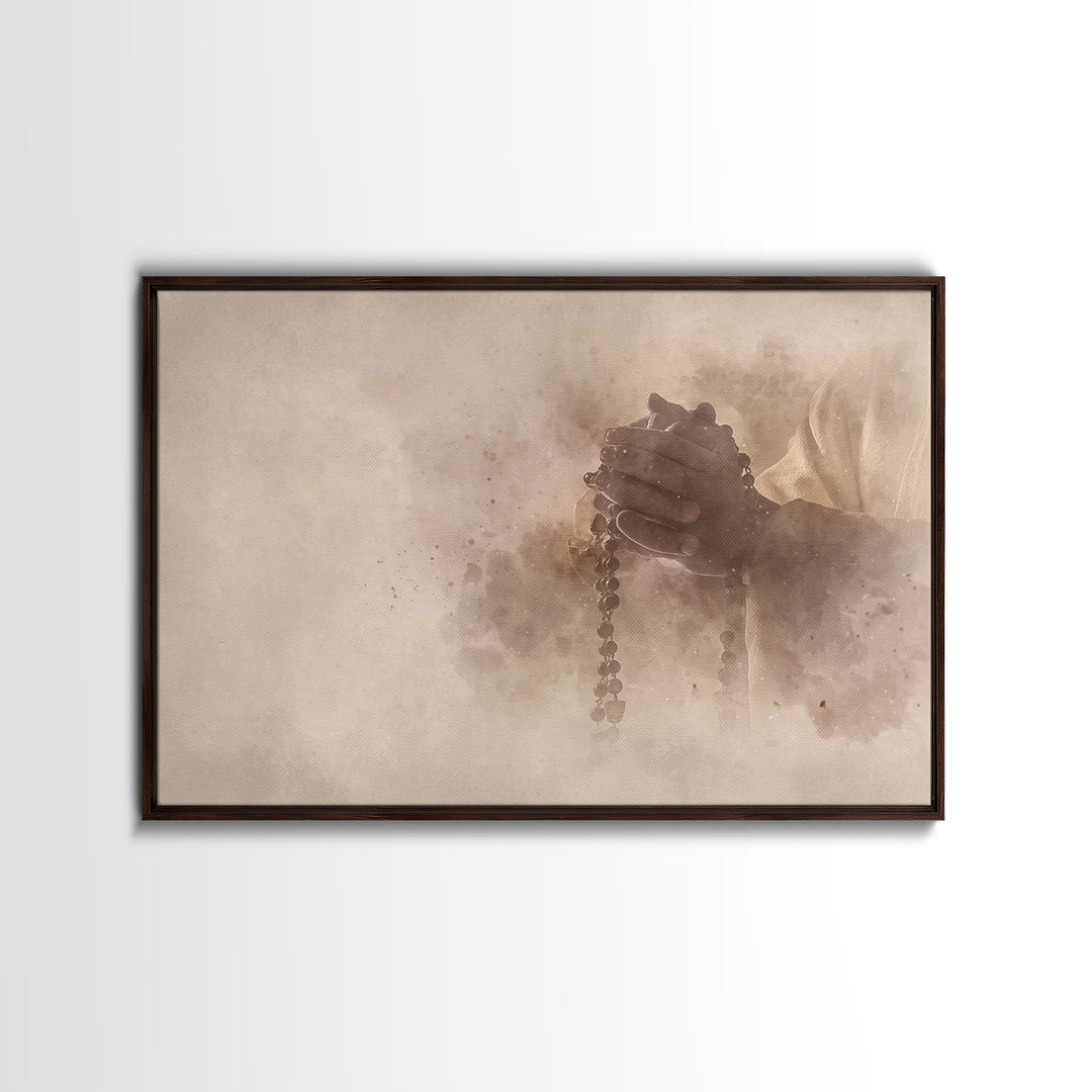 Prayerful Devotion – Framed Canvas Print – Christian Wall Art – Christian Art Canvas – Jesus Painting – Christian Gift Ideas – Subtle Chris