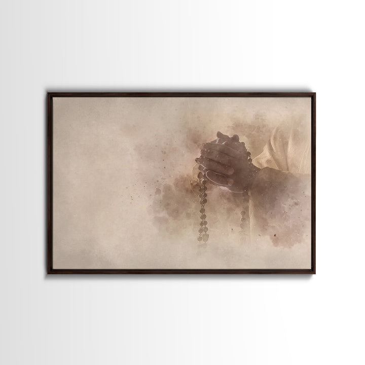 Prayerful Devotion – Framed Canvas Print – Christian Wall Art – Christian Art Canvas – Jesus Painting – Christian Gift Ideas – Subtle Chris