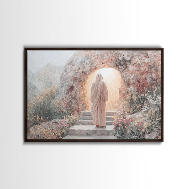 Risen Dawn Path – Framed Canvas Print – Jesus Painting – Christian Wall Art – Christian Art Canvas – Christian Gift Ideas – Christian Decor