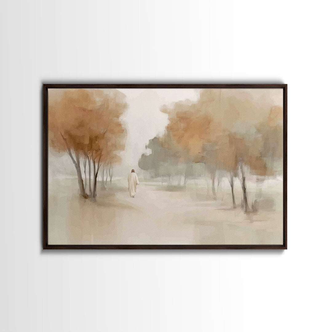Autumn Grace Path – Framed Canvas Print – Christian Decor – Jesus Painting – Christian Art Canvas – Christian Wall Art – Christian Gift Ide