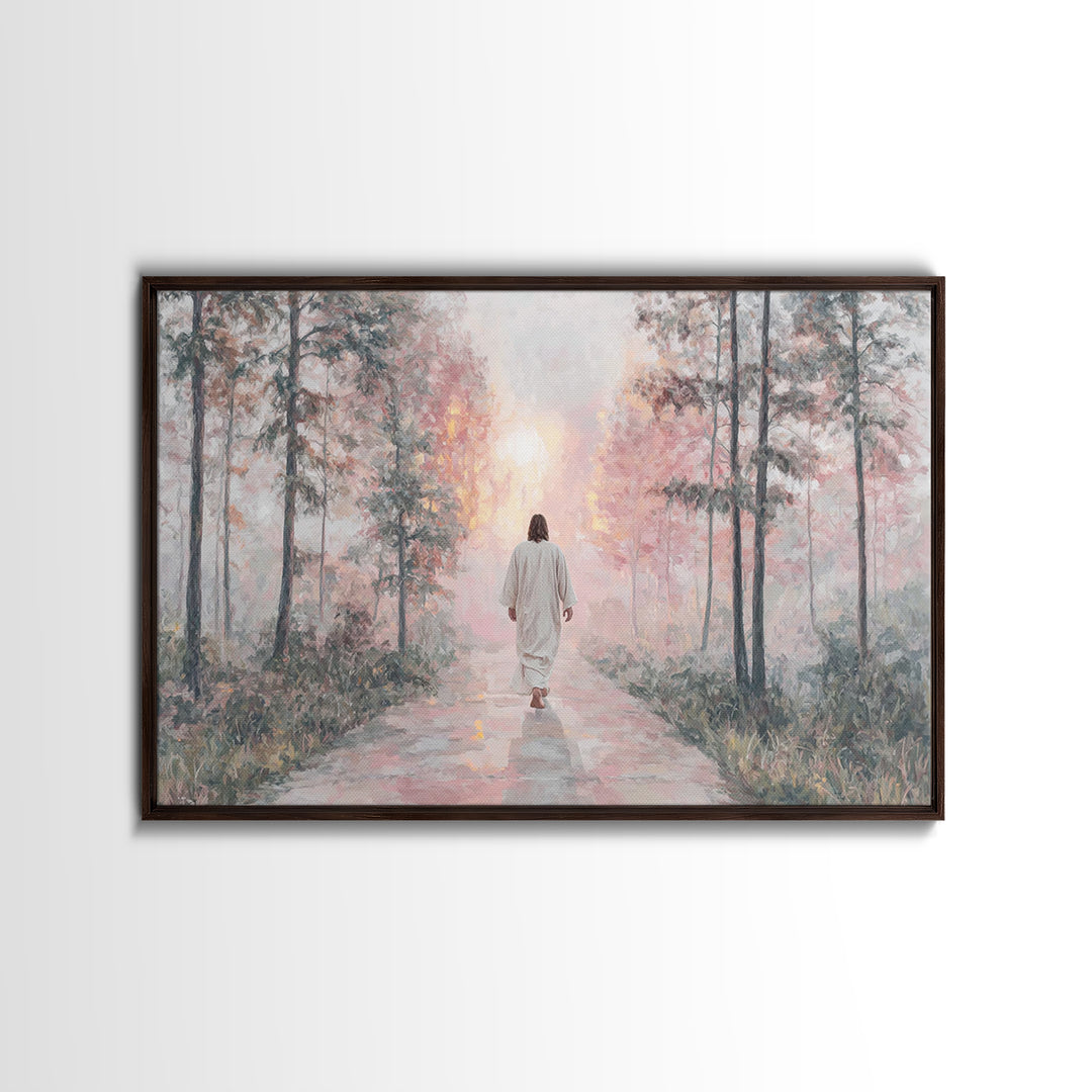 Radiant Morning Path – Framed Canvas Print – Jesus Painting – Christian Wall Art – Christian Art Canvas – Christian Decor – Christian Gift