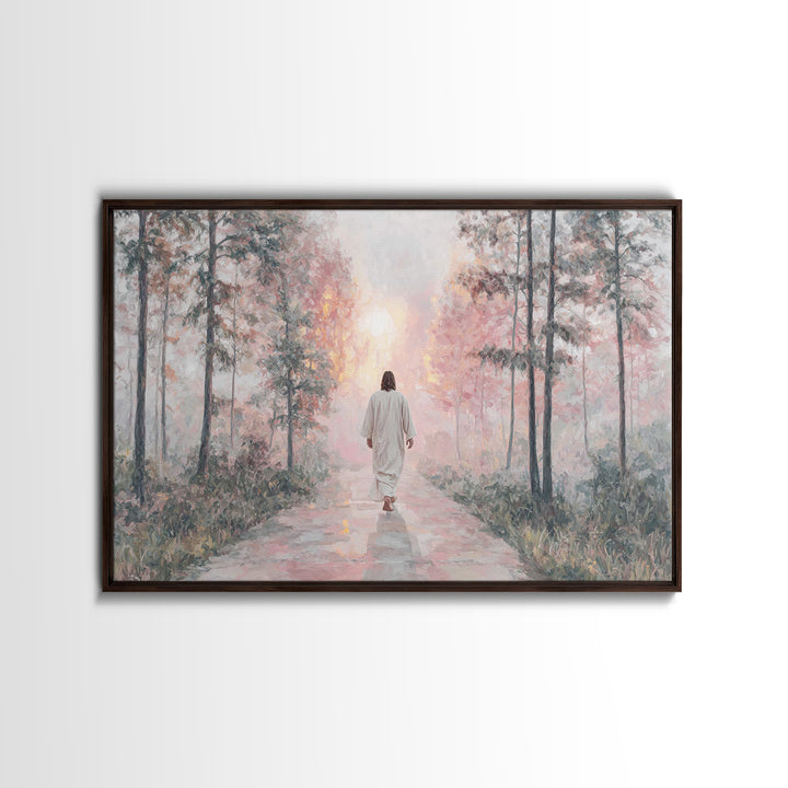 Radiant Morning Path – Framed Canvas Print – Jesus Painting – Christian Wall Art – Christian Art Canvas – Christian Decor – Christian Gift