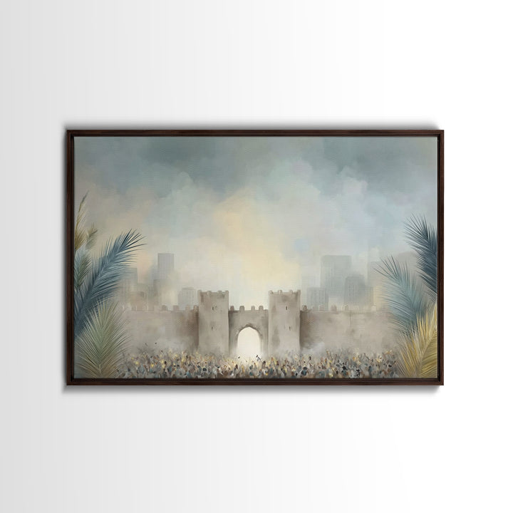 Hosanna Gathering, Framed Canvas Print, Christian Wall Art, Christian Christmas Decor, Christian Art Canvas, Jesus Painting, Christian Deco