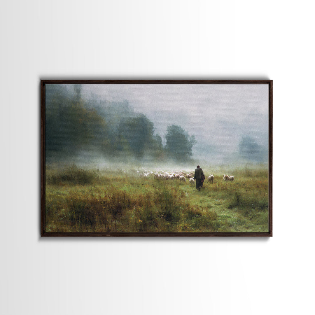 Pasture of Peace | Framed Canvas Print | Christian Art Canvas | Jesus Painting | Christian Wall Art | Christian Gift Ideas | Subtle Christi