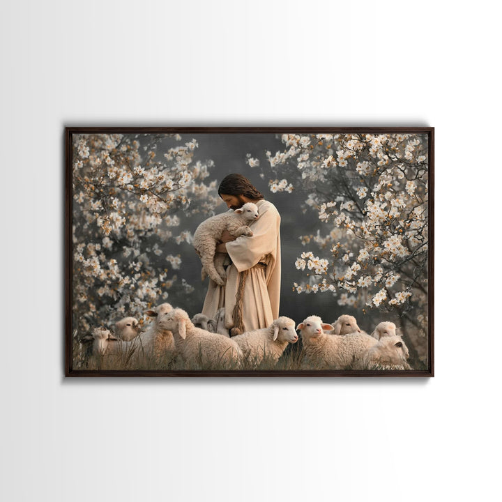 Lamb Of Comfort, Framed Canvas Print, Jesus Painting, Christian Art Canvas, Christian Wall Art, Christian Gift, Modern Christian Art