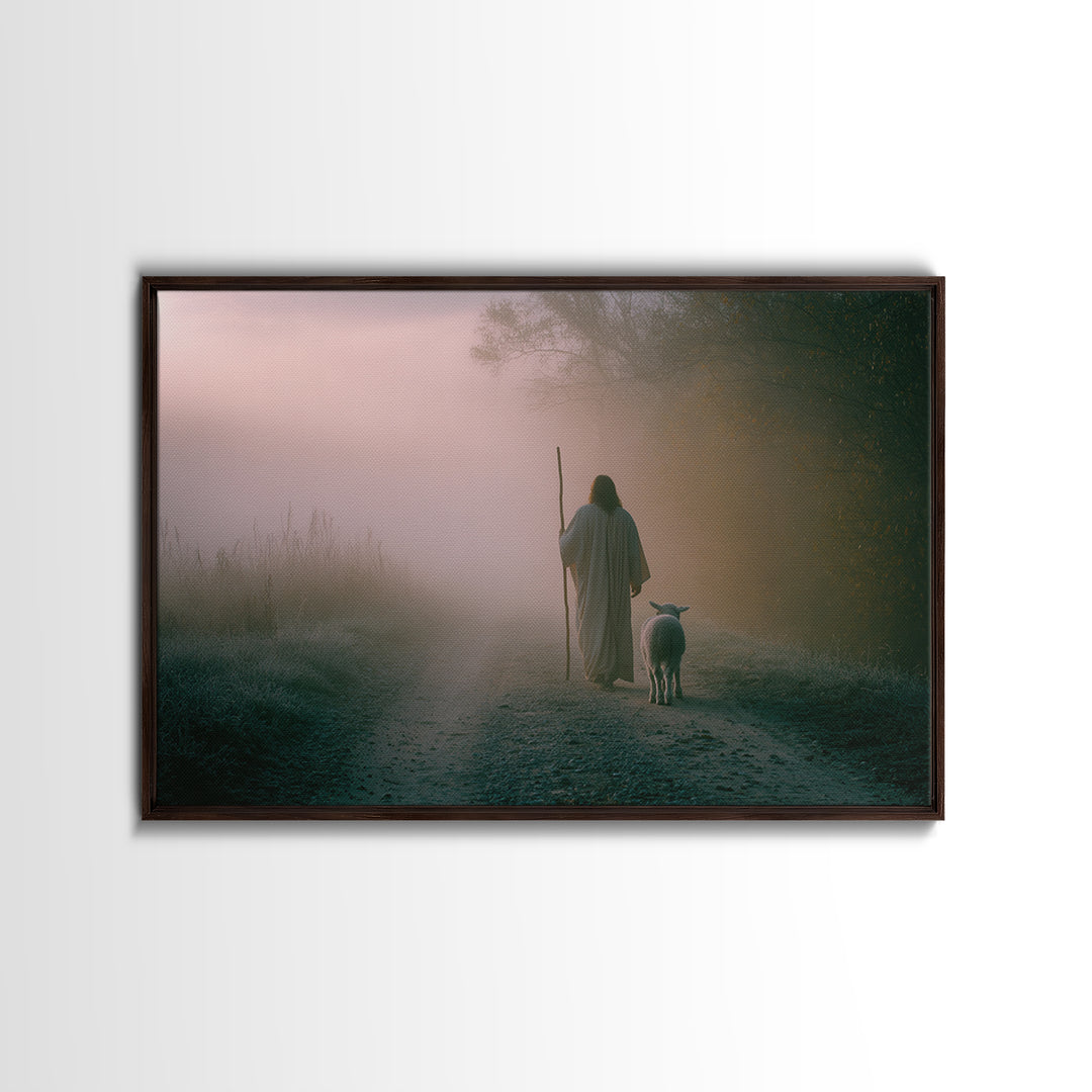 Autumn Shepherd Peace – Framed Canvas Print – Christian Decor – Christian Wall Art – Christian Art Canvas – Christmas Art – Jesus Painting