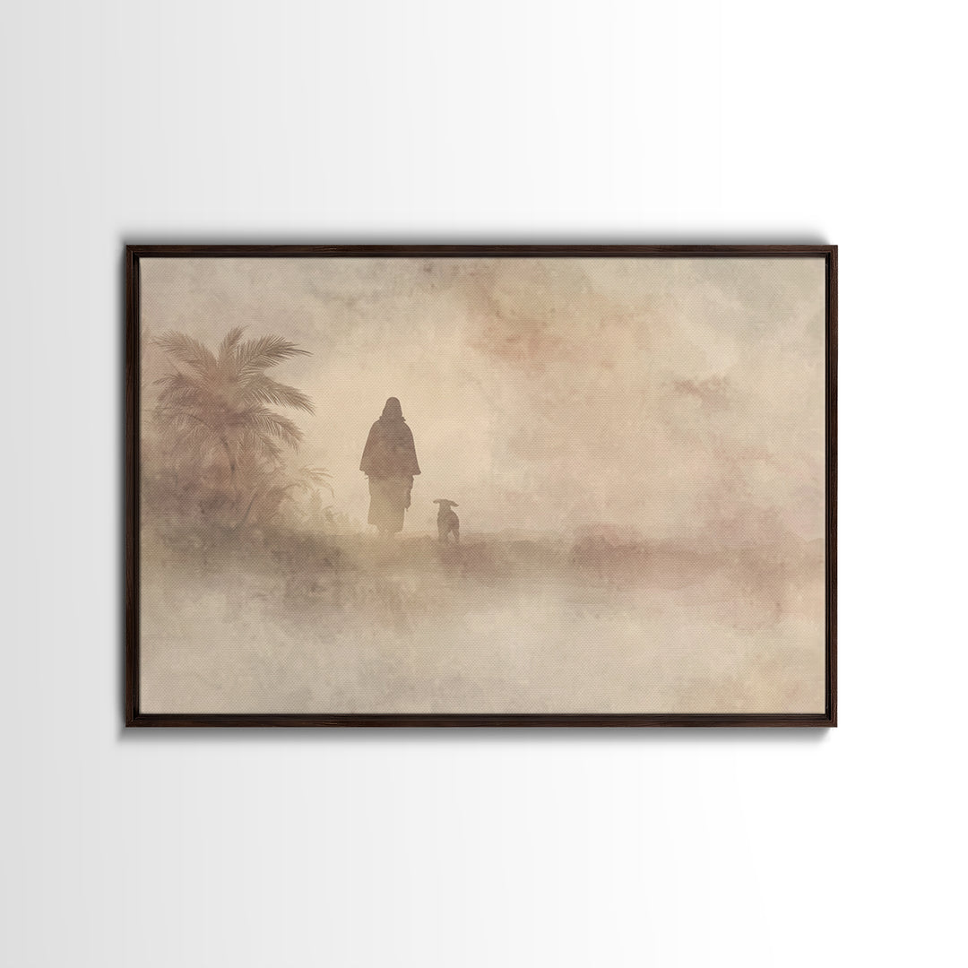 Desert Morning Hope – Framed Canvas Print – Christian Art Canvas – Christian Christmas Art – Christian Wall Art – Jesus Painting – Christia