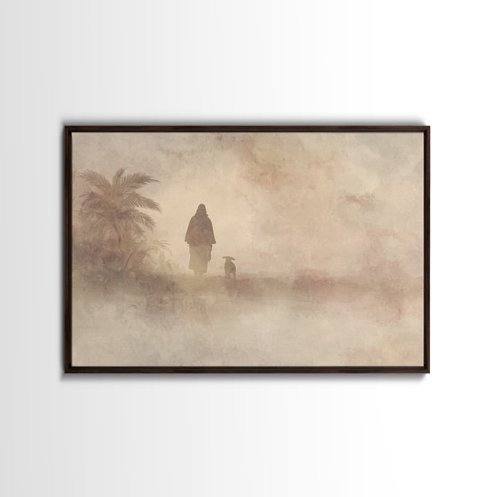 Desert Morning Hope – Framed Canvas Print – Christian Art Canvas – Christian Christmas Art – Christian Wall Art – Jesus Painting – Christia