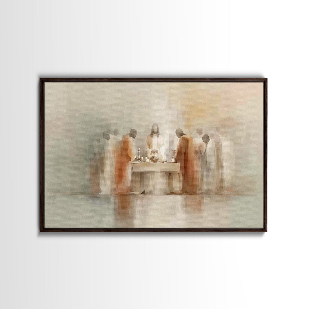 Celestial Supper, Framed Canvas Print, Christian Art Print, Jesus Painting, Christian Wall Art, Minimalist Christian Art, Christmas Art Pri