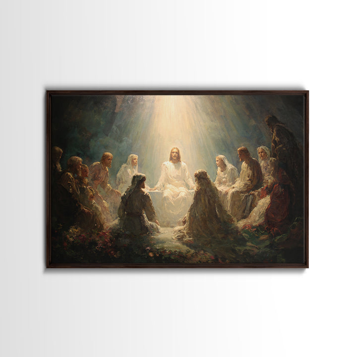 Divine Illumination, Framed Canvas Print, Christian Wall Art, Jesus Canvas Art, Modern Christian Painting, Christian Christmas Art, Christi