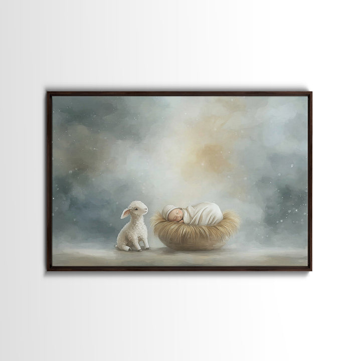 Heaven’s Cradle – Framed Canvas Print – Christian Christmas Art – Christian Wall Art – Christian Art Canvas – Modern Christian Art – Christ