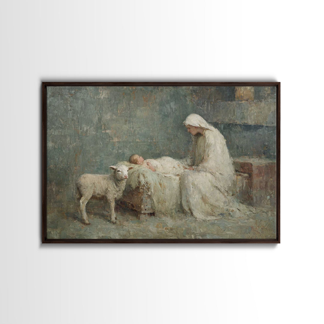 Mary’s Vigil – Framed Canvas Print – Christian Art Canvas – Vintage Christian Art – Christian Wall Art – Christian Paintings – Christian Gi