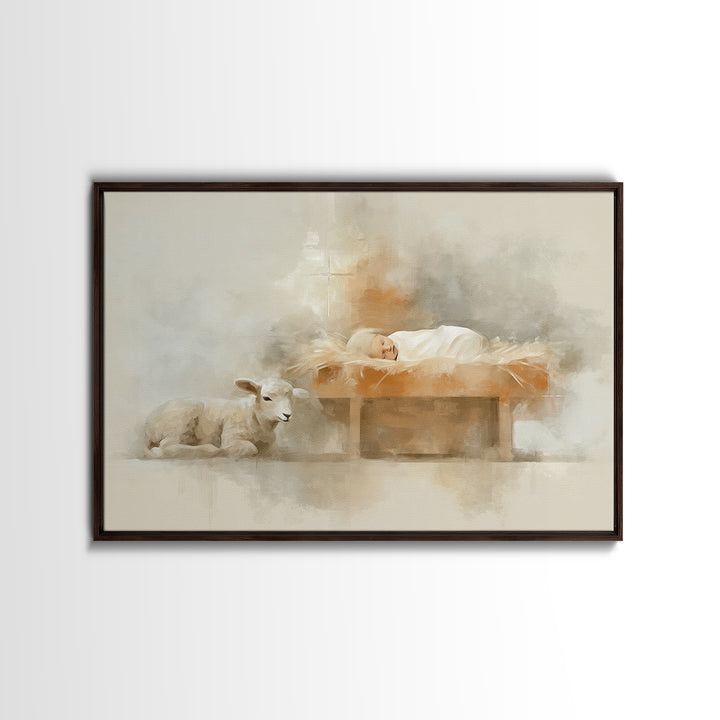 Peaceful Arrival – Framed Canvas Print – Christian Wall Art – Christian Art Canvas – Minimalist Christian Art – Christian Christmas – Chris