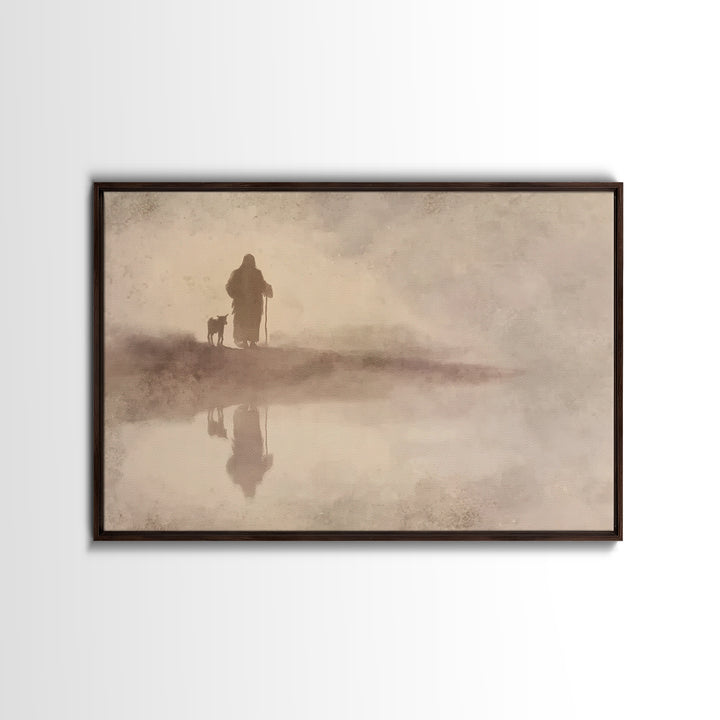 Shepherd’s Walk – Framed Canvas Print – Christian Wall Art – Christian Art Canvas – Christian Art Work – Moody Christian Art – Christian Gi