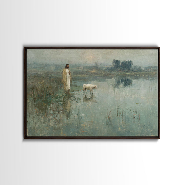 Still Waters Grace | Framed Canvas Print | Christian Art Canvas | Christian Wall Art | Jesus Painting | Vintage Christian Art | Christian D