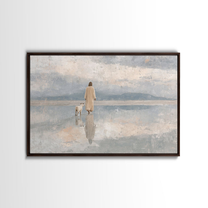 Peaceful Horizon Path – Framed Canvas Print – Christian Art Print – Christian Wall Art – Jesus Painting – Minimalist Christian Art – Christ