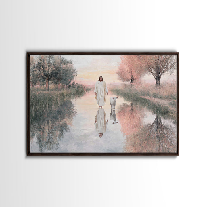 Calm Pasture Journey – Framed Canvas Print – Christian Wall Art – Christian Art Canvas – Jesus Painting – Subtle Christian Art – Christian