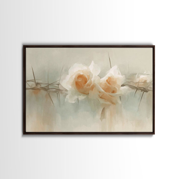 Roses Of Mercy – Framed Canvas Print – Christian Art Prints – Christian Wall Art – Abstract Christian Art – Subtle Christian Art – Christia