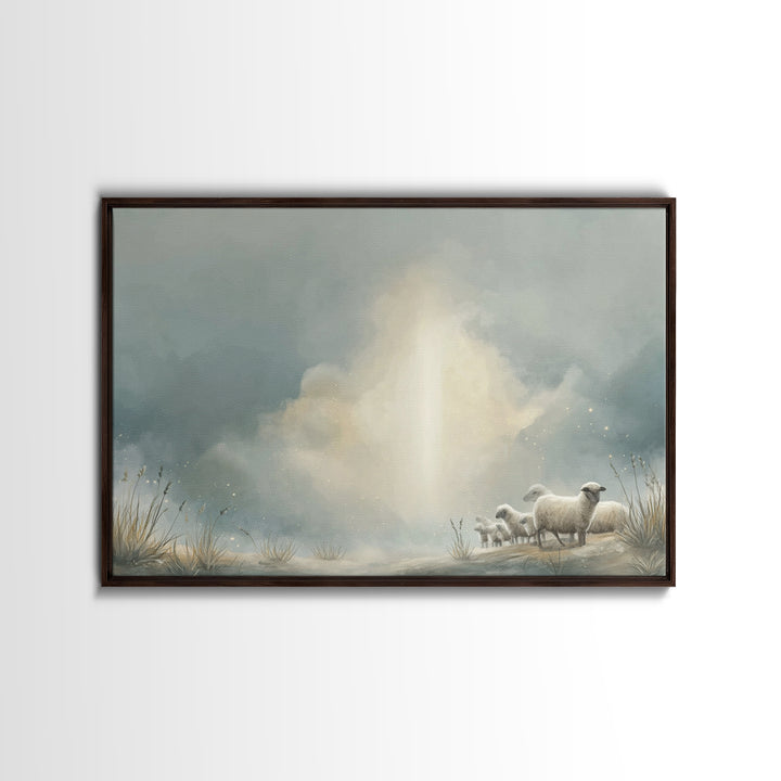 Light of the Meadow – Framed Canvas Print – Christian Wall Art – Christian Art Canvas – Jesus Painting – Vintage Christian Art – Christmas