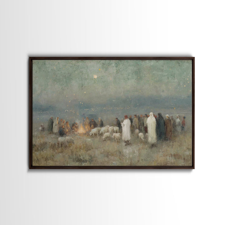 Night Of Shepherds – Framed Canvas Print – Christmas Wall Art – Christian Art Canvas – Christian Christmas Art – Christian Decor – Jesus Pa