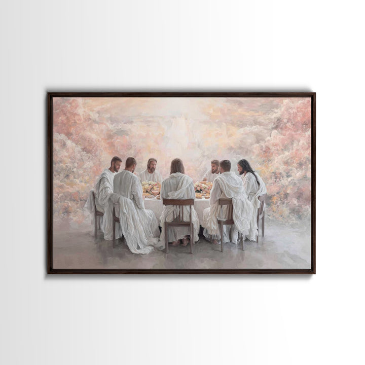 Heavenly Supper Light | Framed Canvas Print | Christian Wall Art | Jesus Painting | Christian Art Canvas | Modern Christian Art | Christian
