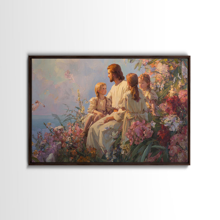 Blooming Grace Harmony | Framed Canvas Print | Christian Art Canvas | Christian Wall Art | Jesus Painting | Christian Art | Modern Christia